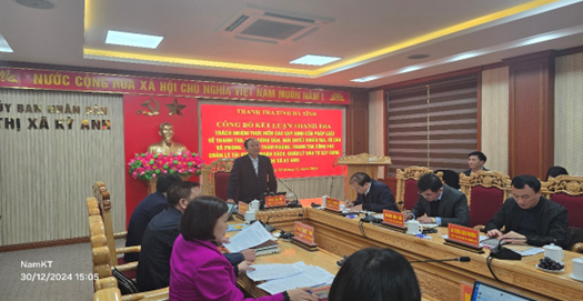 Thông báo Kết luận về việc chấp hành chính sách Okking86.com casino trực xổ số về công tác quản lý TCNS, ĐTXD tại UBND thị xã Kỳ Anh